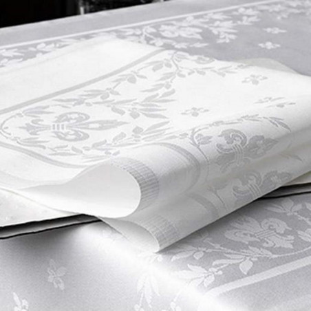 serviette-table-coton-fleur-de-lys-blanc