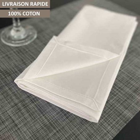 CHAILLOT - Serviette de table en satin de coton blanc